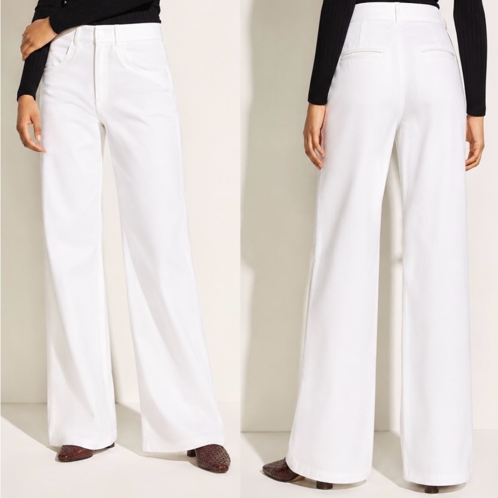VINCE White Sz. 10 Denim casual wide leg trouser jeans pants high rise $345